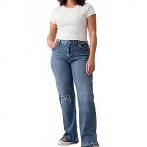 GAP 90’s loose midrise jeans size 29/8 raw hem notch ankle light distress comfy